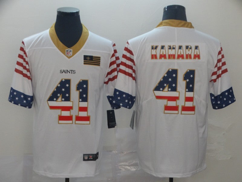 Men's New Orleans Saints Alvin Kamara #41 White Authentic Game jersey