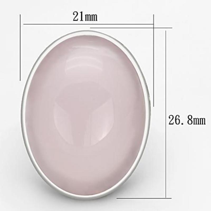 Rhodium 925 Sterling Silver Ring with Precious Stone PINK CRYSTAL in Light Rose