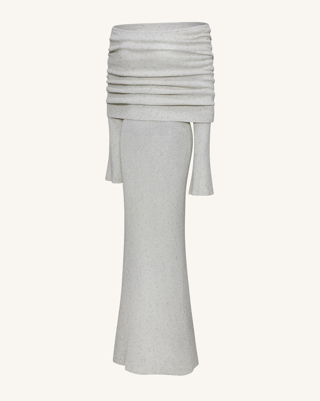 Knit Off-Shoulder Maxi Dress - Cream