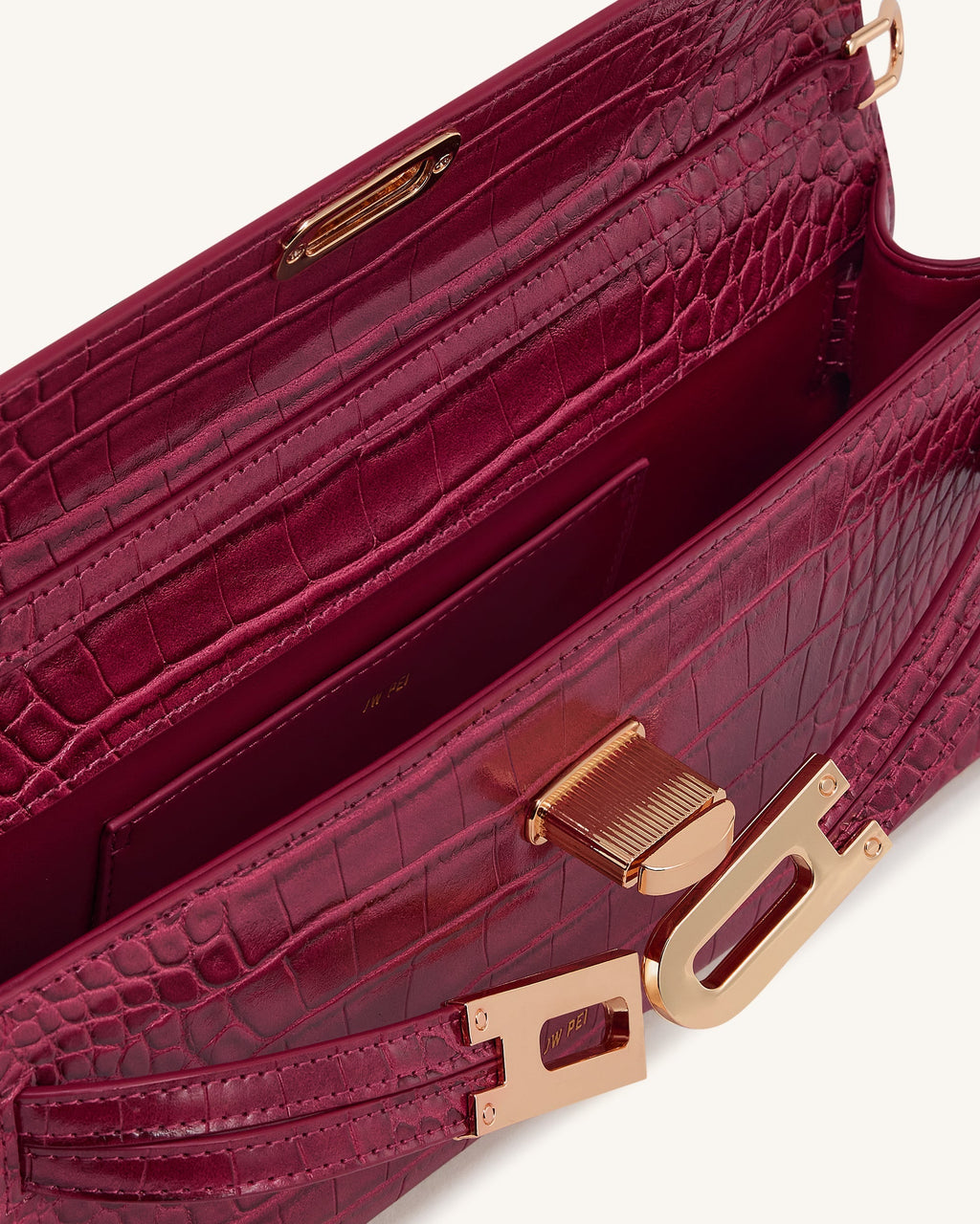 Bria Structured Top Handle Bag - Burgundy Croc