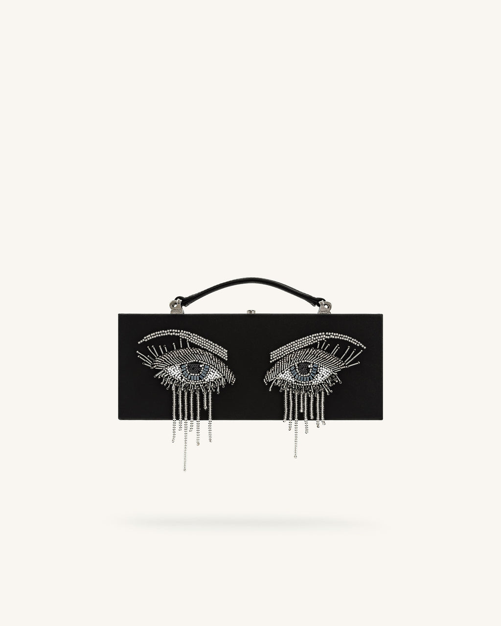 Vera Bead Decoration Rectangular Clutch Bag - Black