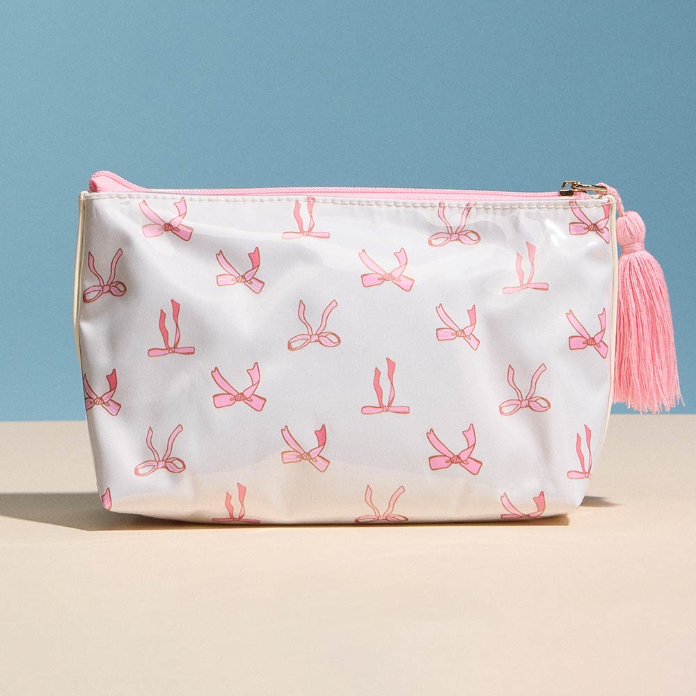 Bow Pattern Tassel Multi Purpose Portable Pouch Bag