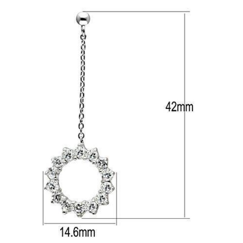 Rhodium Brass Earrings with AAA Grade CZ in Clear