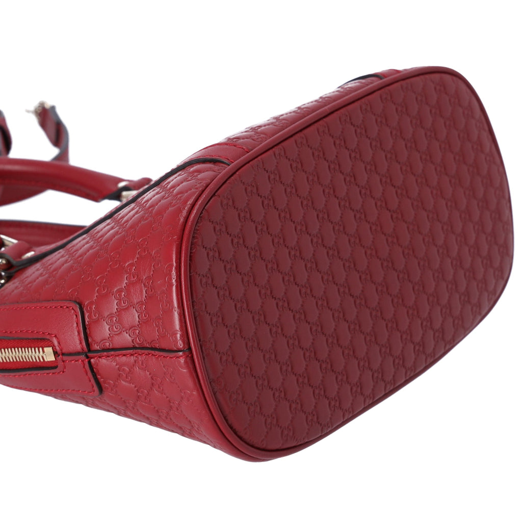 GUCCI Guccissima Micro GG Small Dome Handbag 449654 Red Leather