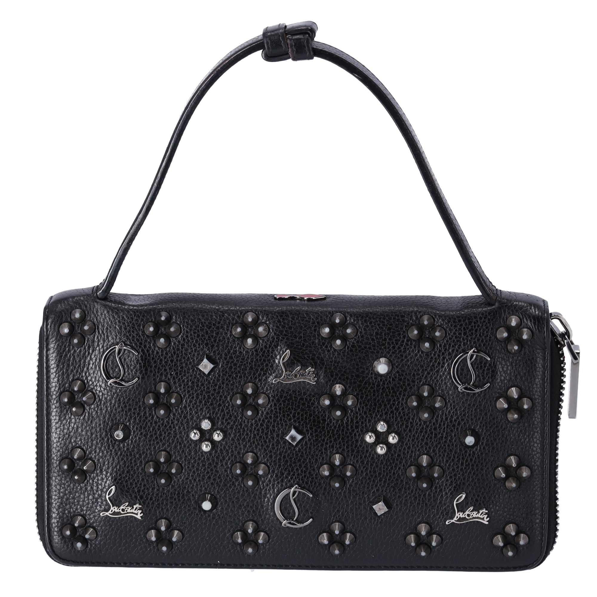 Christian Louboutin Panettone Wallet XL Clutch 1175110 Black Leather Beaded