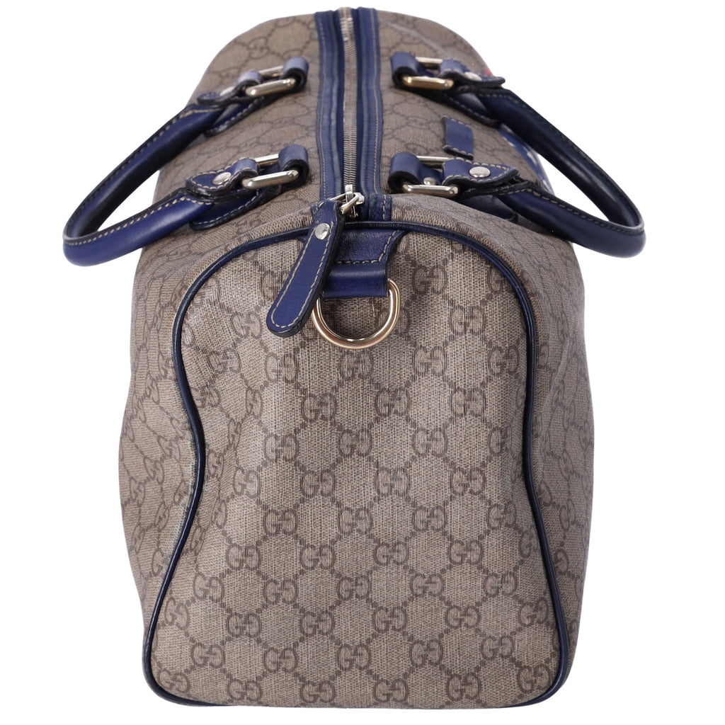 GUCCI GG Handbag 195451 Beige Navy Multi PVC Leather US Flag