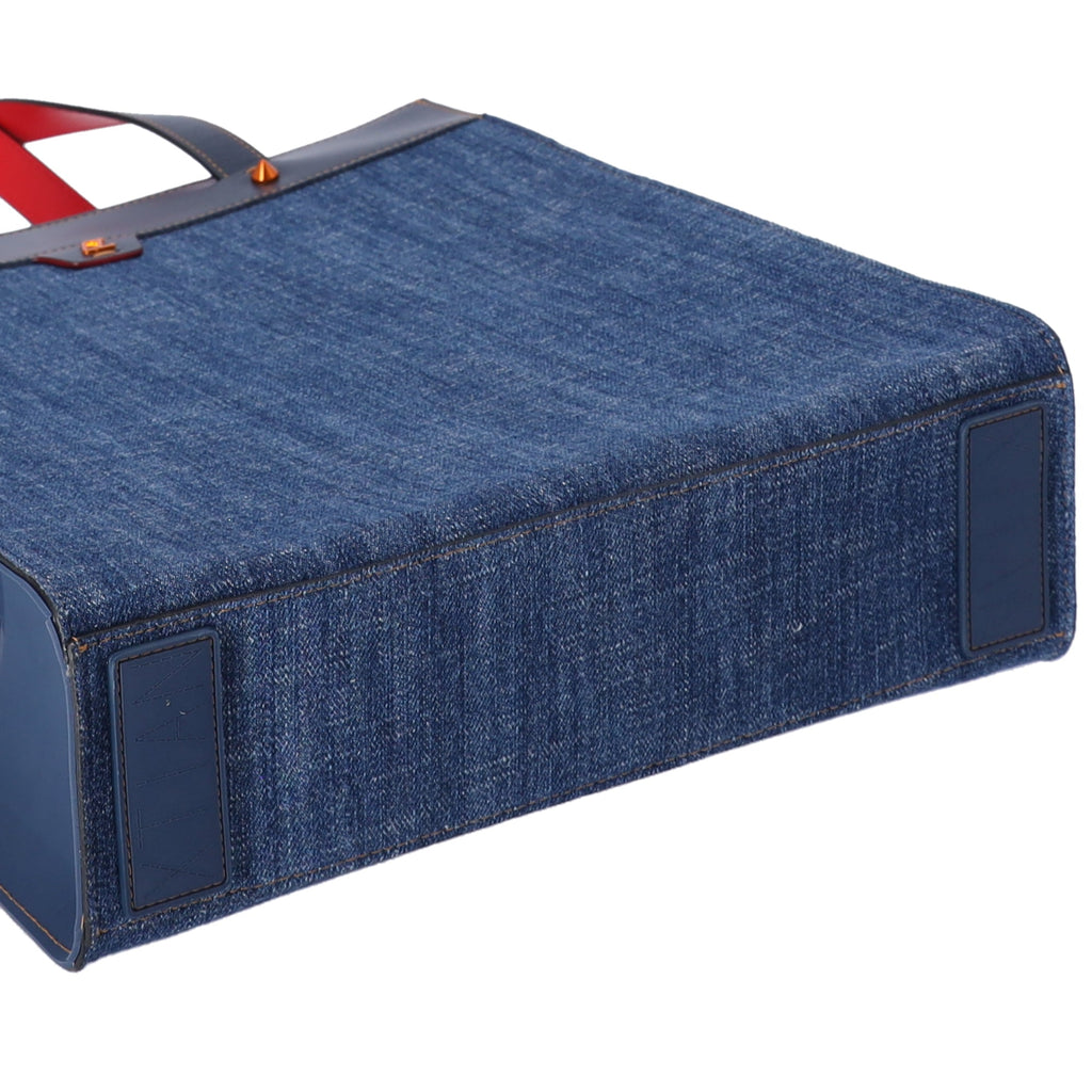 Christian Louboutin Louis Tote Bag Navy Denim Rubber Leather