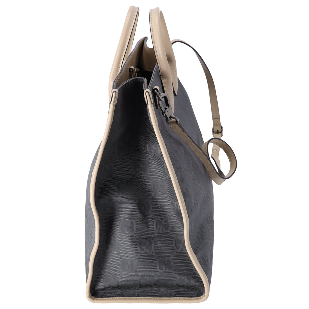 GUCCI Off The Grid Tote Bag 630353 Gray Nylon Jacquard Leather