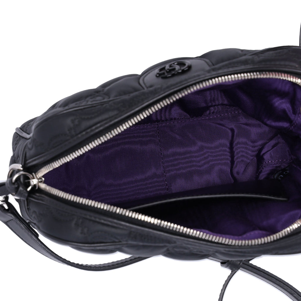GUCCI GG Matelasse Shoulder Bag 702234 Black Nylon Leather