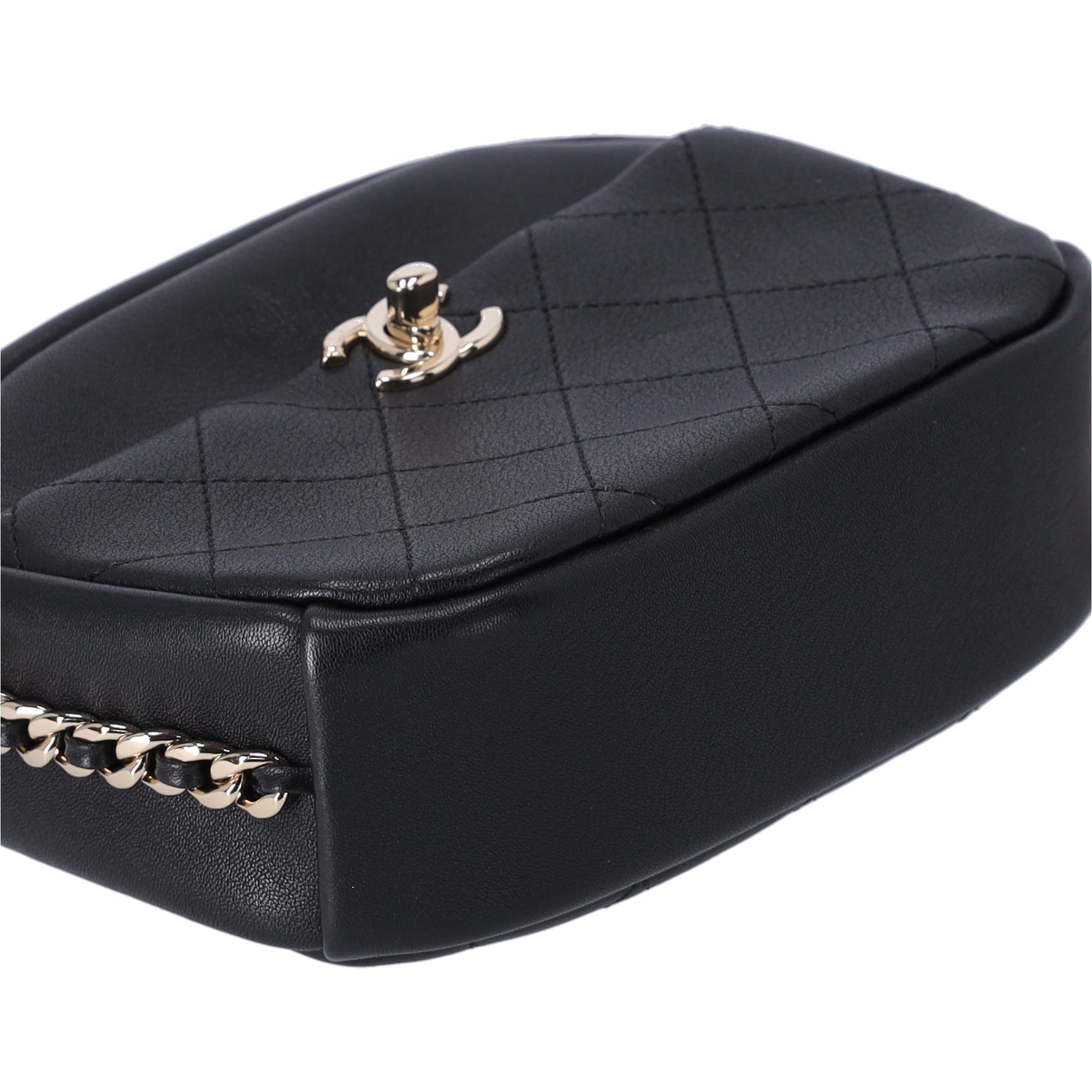 Chanel Quilted Lambskin Small Casual Trip Camera Bag Crossbody Black