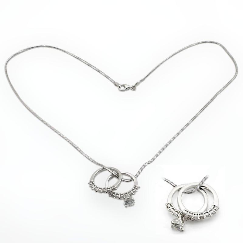 Rhodium 925 Sterling Silver Pendant with AAA Grade CZ in Clear