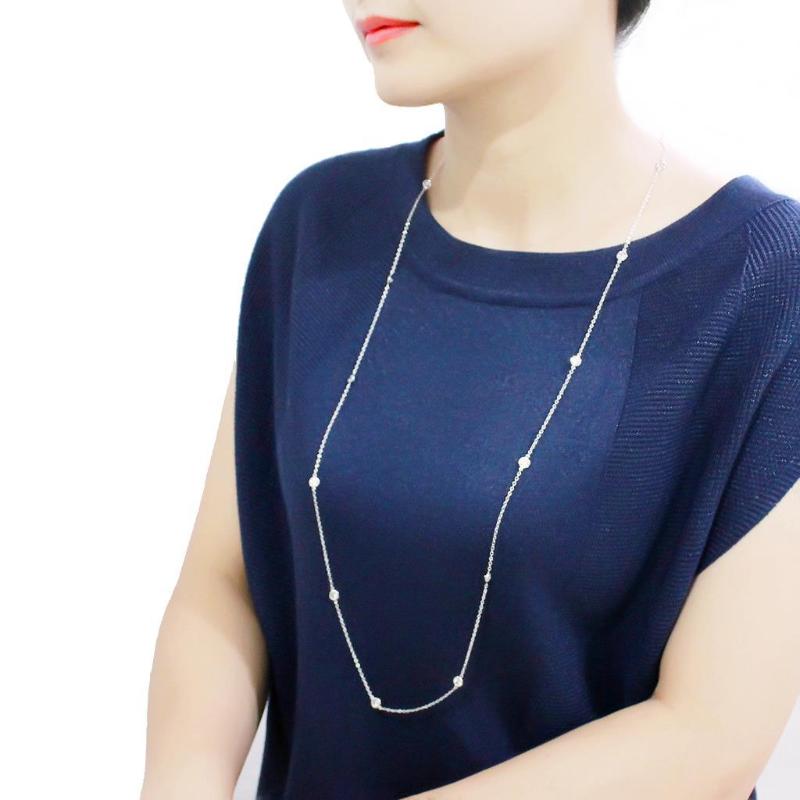 Rhodium Brass Necklace with AAA Grade CZ in Clear
