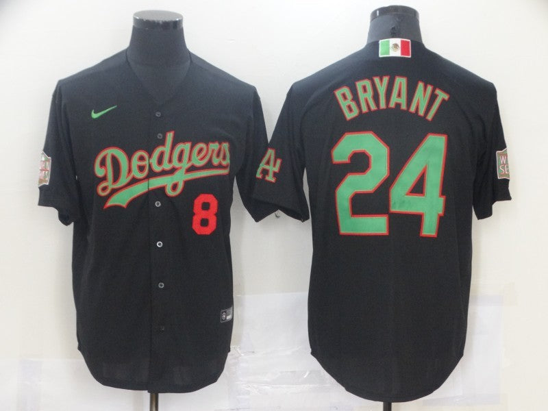 Men's Los Angeles Dodgers Kobe Bryant #8-24 Black Stitched jersey
