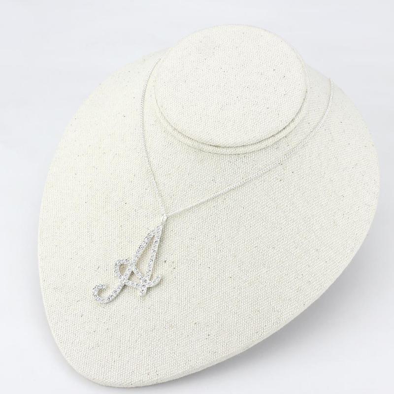 Silver Brass Chain Pendant with Top Grade Crystal in Clear