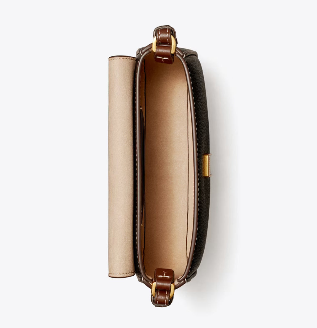 NWT Tory Burch Mini Leather Flap Shoulder/Crossbody Bag In Gold/Black Multi