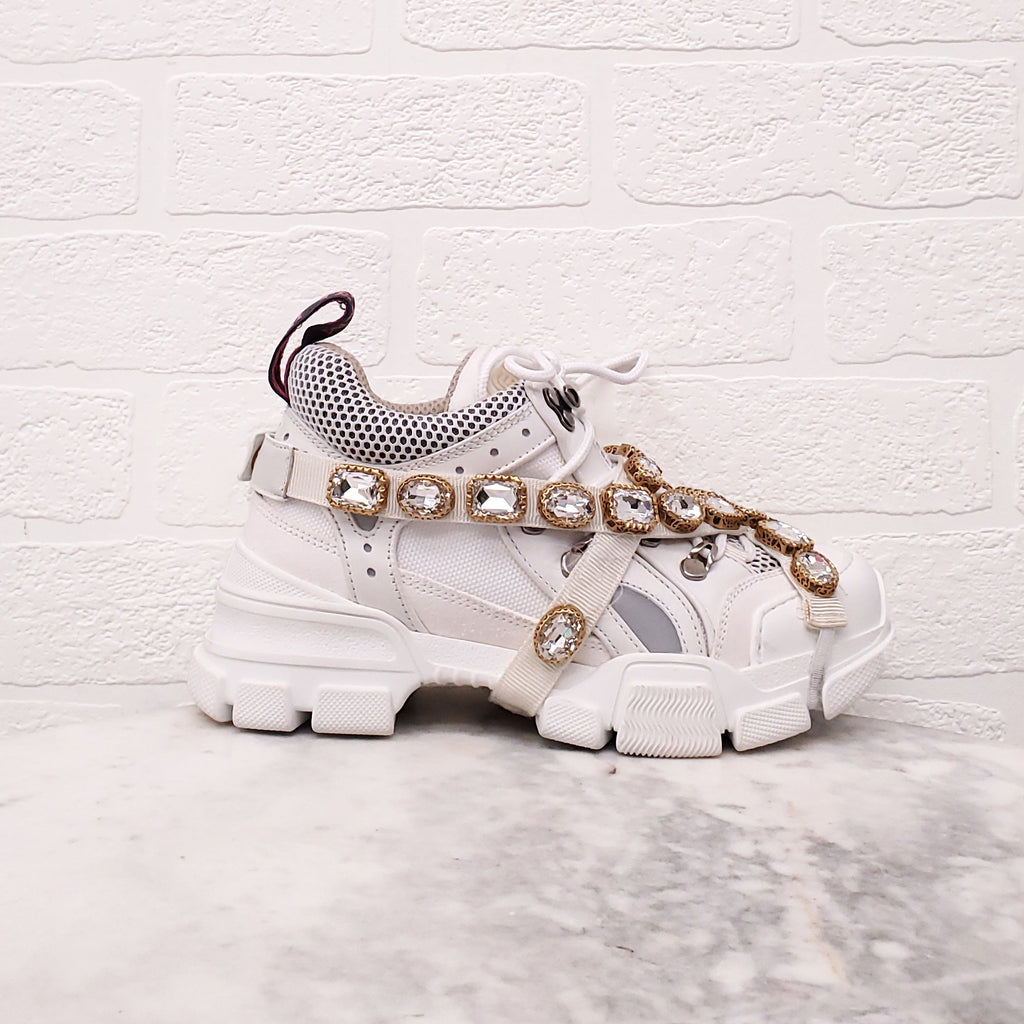 GUCCI FLASHTREK CRYSTAL SNEAKERS - SIZE 35