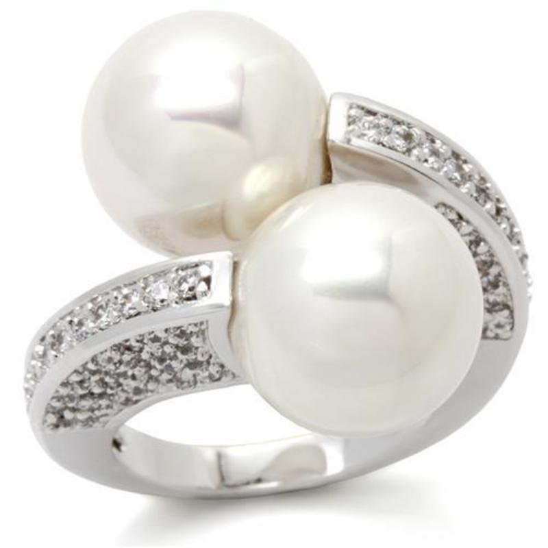 Rhodium Brass Ring with AAA Grade CZ in Clear