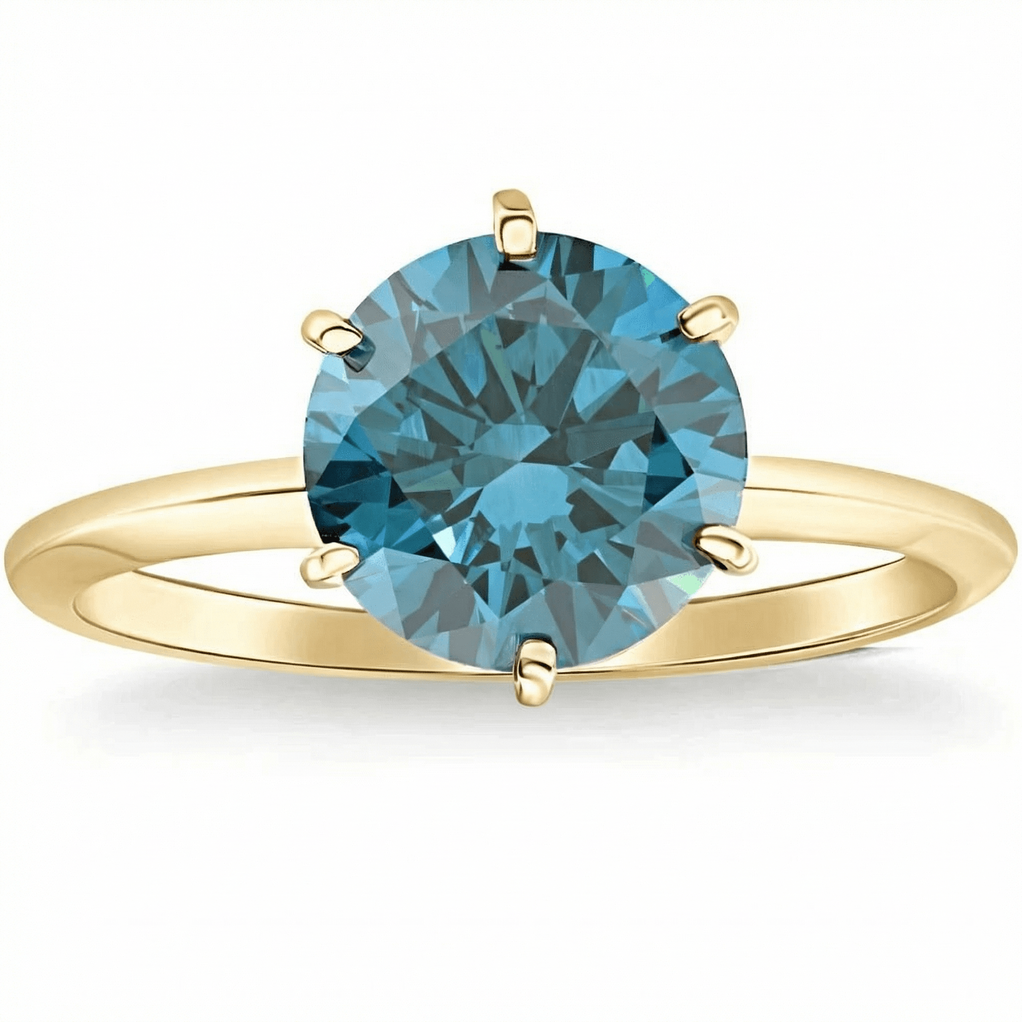 2Ct Blue Diamond Solitaire Engagement Ring in 14k White or Yellow Gold Lab Grown