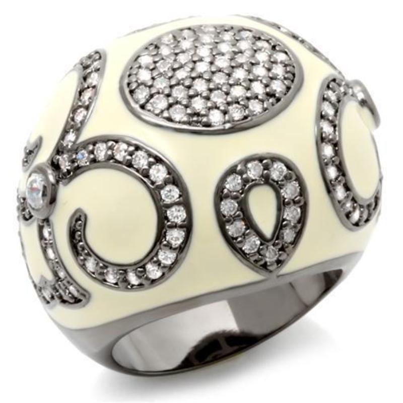 Ruthenium Brass Ring with AAA Grade CZ in Clear