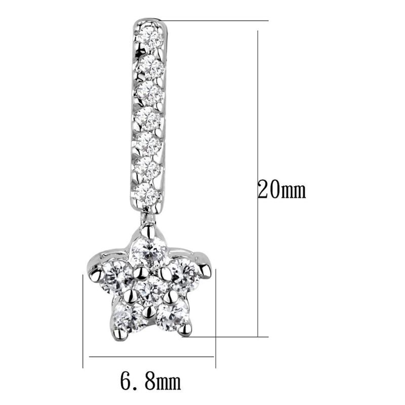 Rhodium Brass Earrings with AAA Grade CZ in Clear