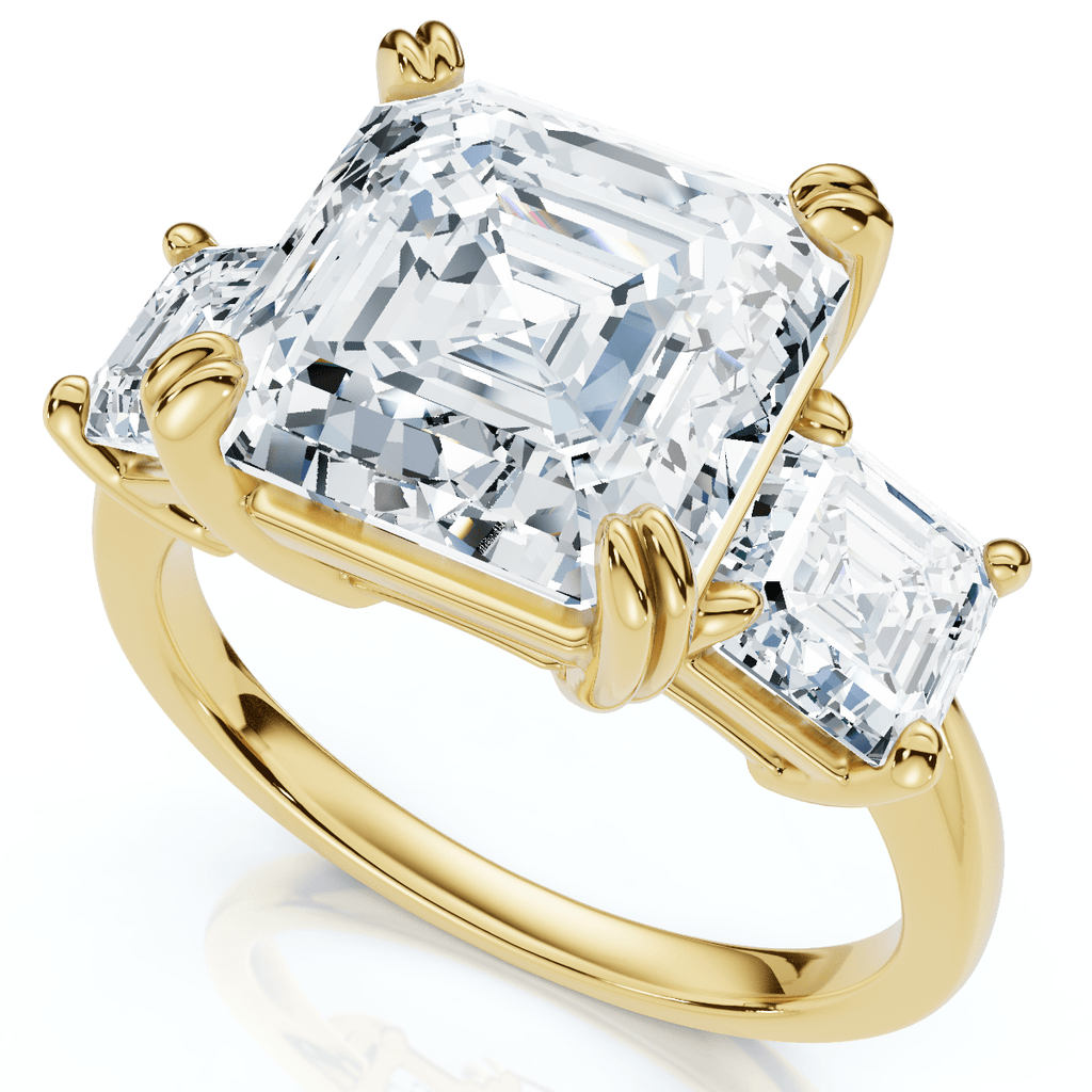 Certified 6Ct Asscher Cut Diamond Engagement Ring 14k Gold Lab Grown
