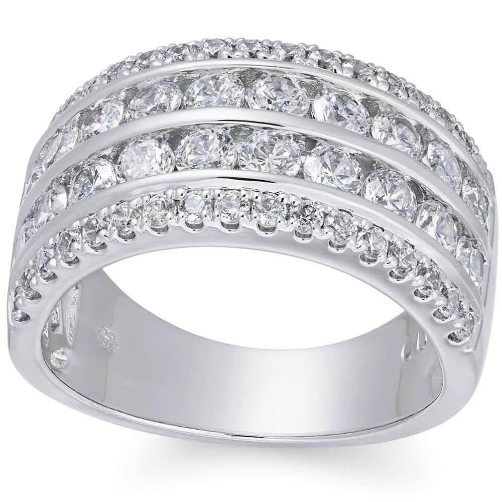 2Ct Multi Row Diamond Ring in 10k White or Yellow Gold Lab Grown