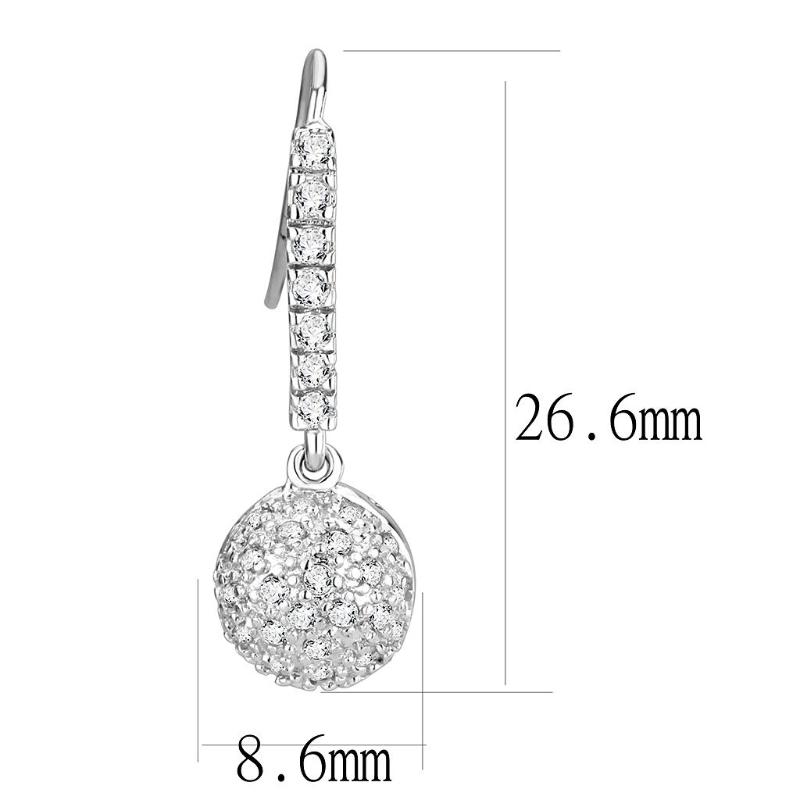 Rhodium Brass Earrings with AAA Grade CZ in Clear