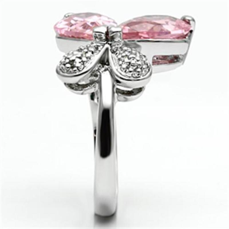 Rhodium Brass Ring with AAA Grade CZ in Rose