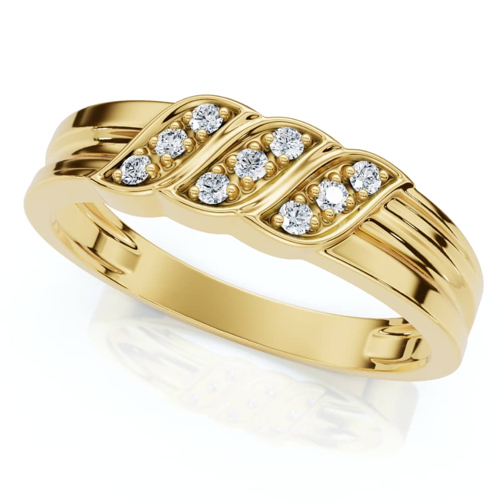 Men's Diamond Ring 14k Gold Wedding Ring 9-Stone Lab Grown