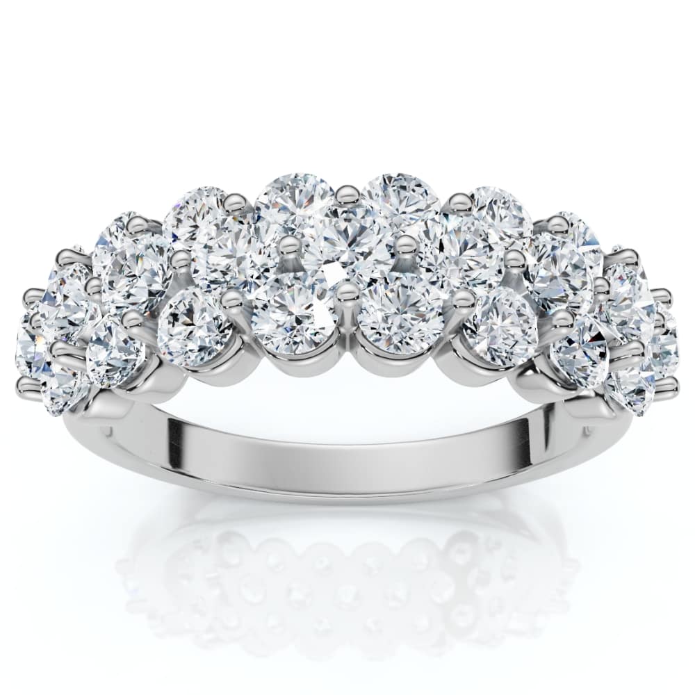 2Ct Multi Row Diamond Anniversary Ring 14k Gold Lab Grown