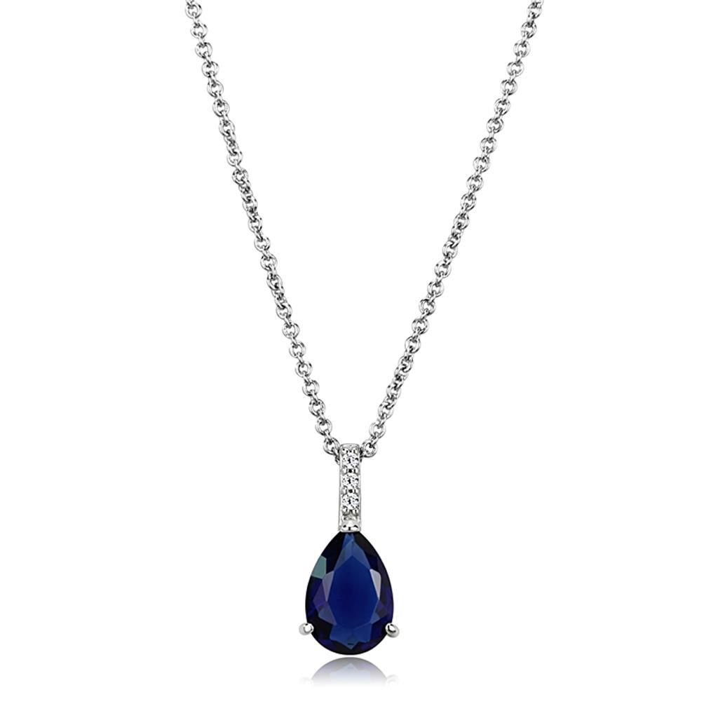 Rhodium Brass Chain Pendant with Synthetic in Montana