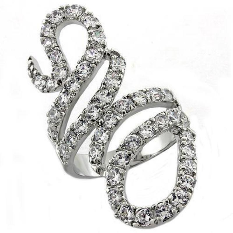 Rhodium Brass Ring with AAA Grade CZ in Clear