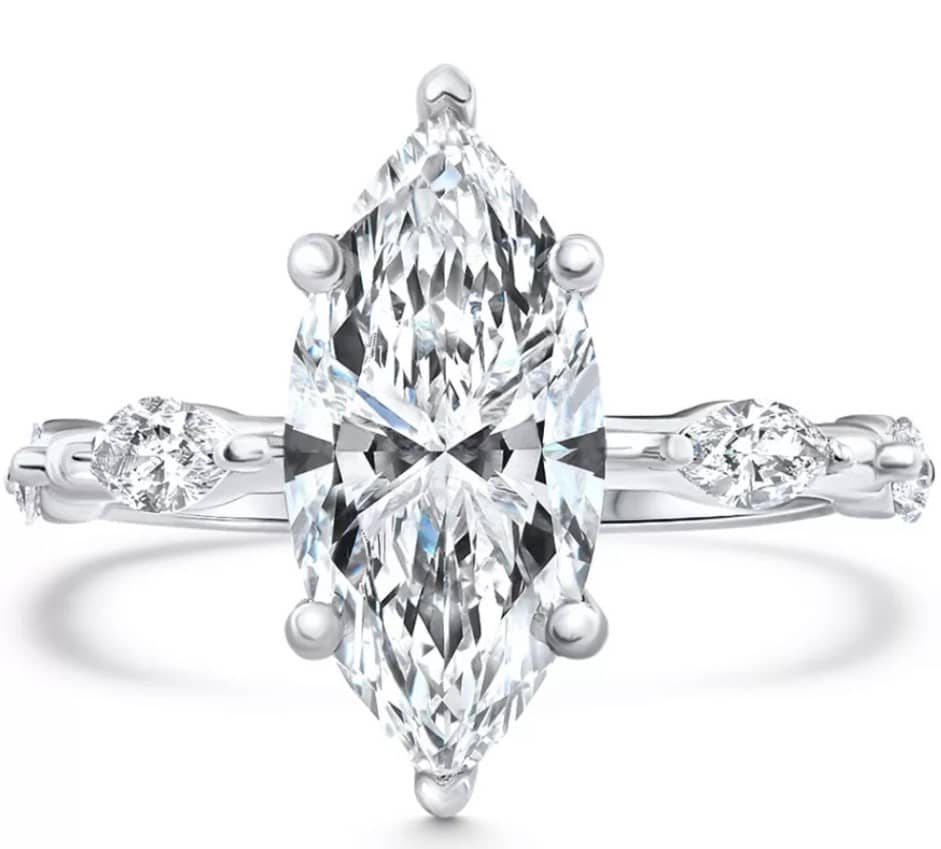 Certified 1 1/2 - 7 1/2Ct Marquise Diamond Engagement Ring 14k Gold Lab Grown
