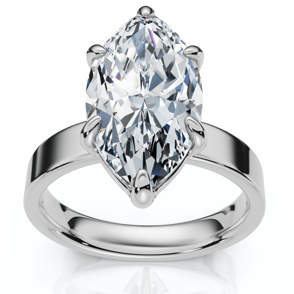 Certified 2Ct Marquise Cut Flat Cigar Band Engagement Ring 14k Gold Lab Grown