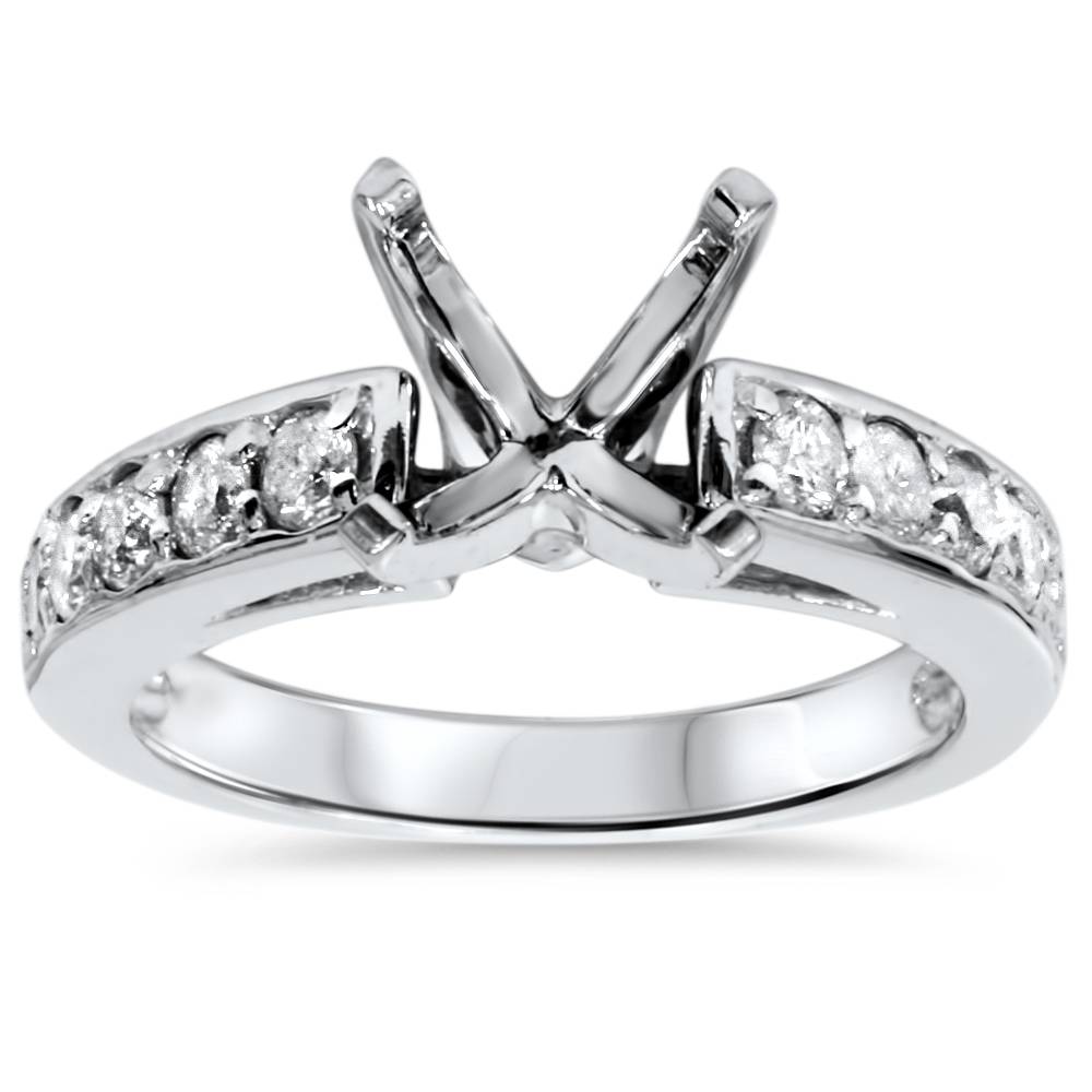 1/2ct Diamond Semi Mount Ring 14K White Gold Size: 9