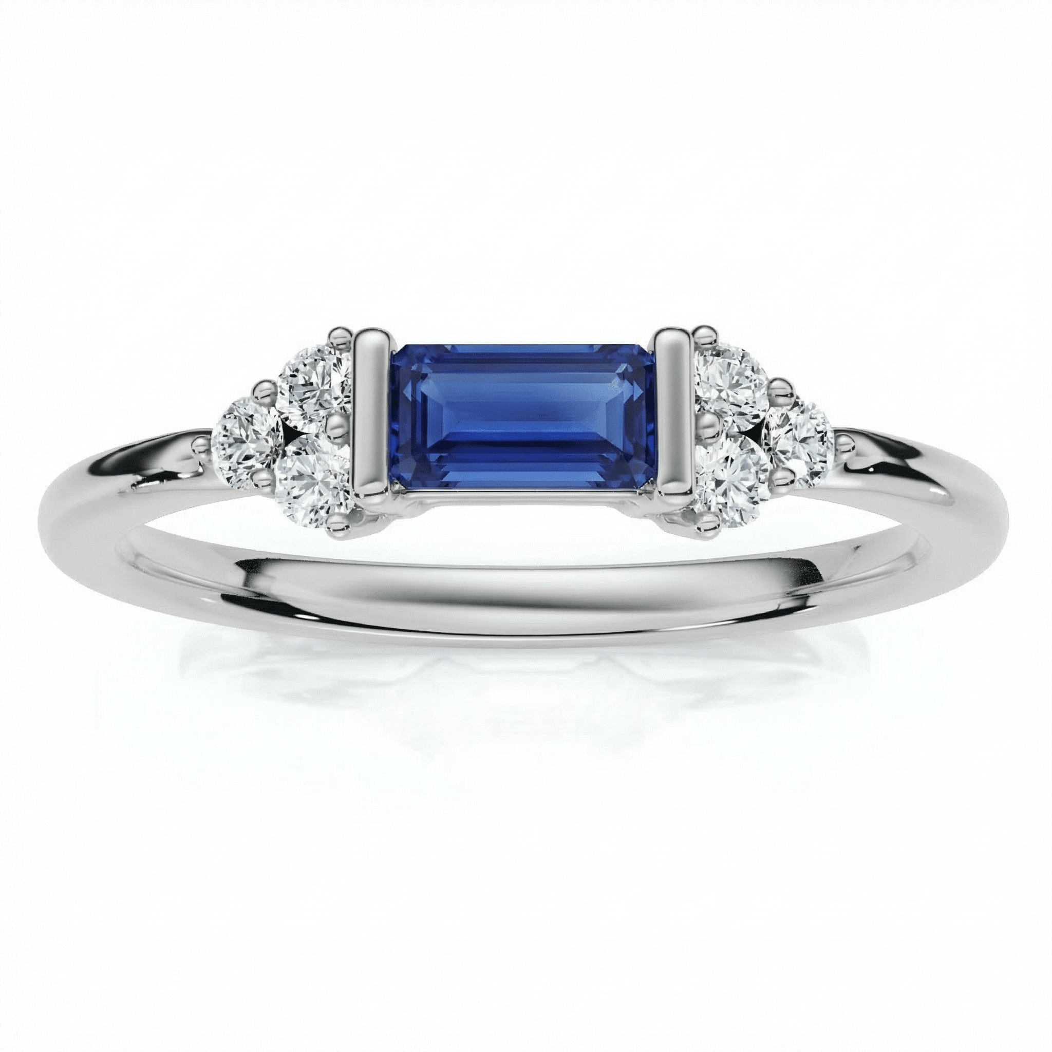 1/3Ct Thin Sapphire Diamond Stackable Wedding Ring 14k Gold Lab Grown