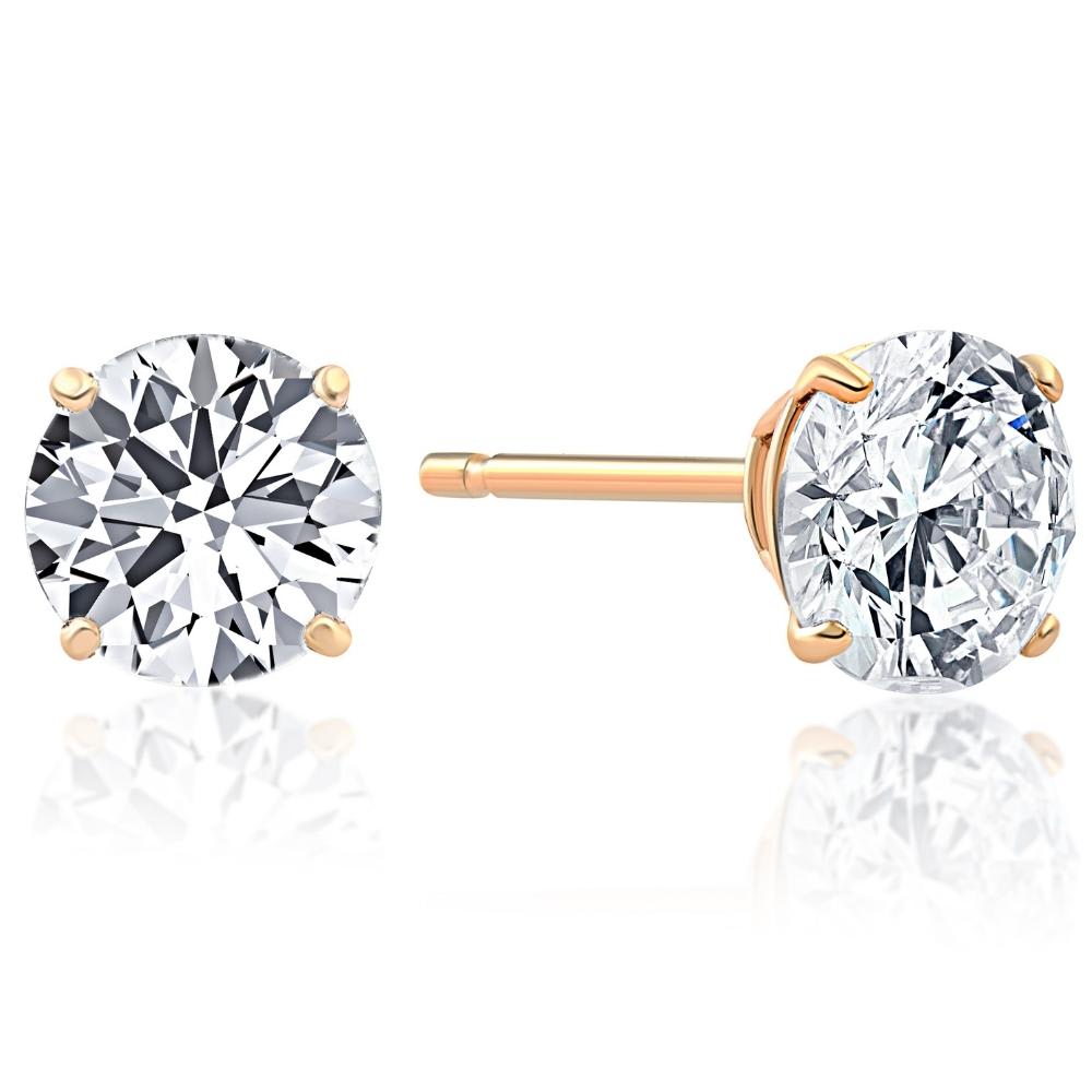 1.25Ct Round Brilliant Cut Natural Quality VS2-SI1 Diamond Stud Earrings in 14K Gold Classic Setting