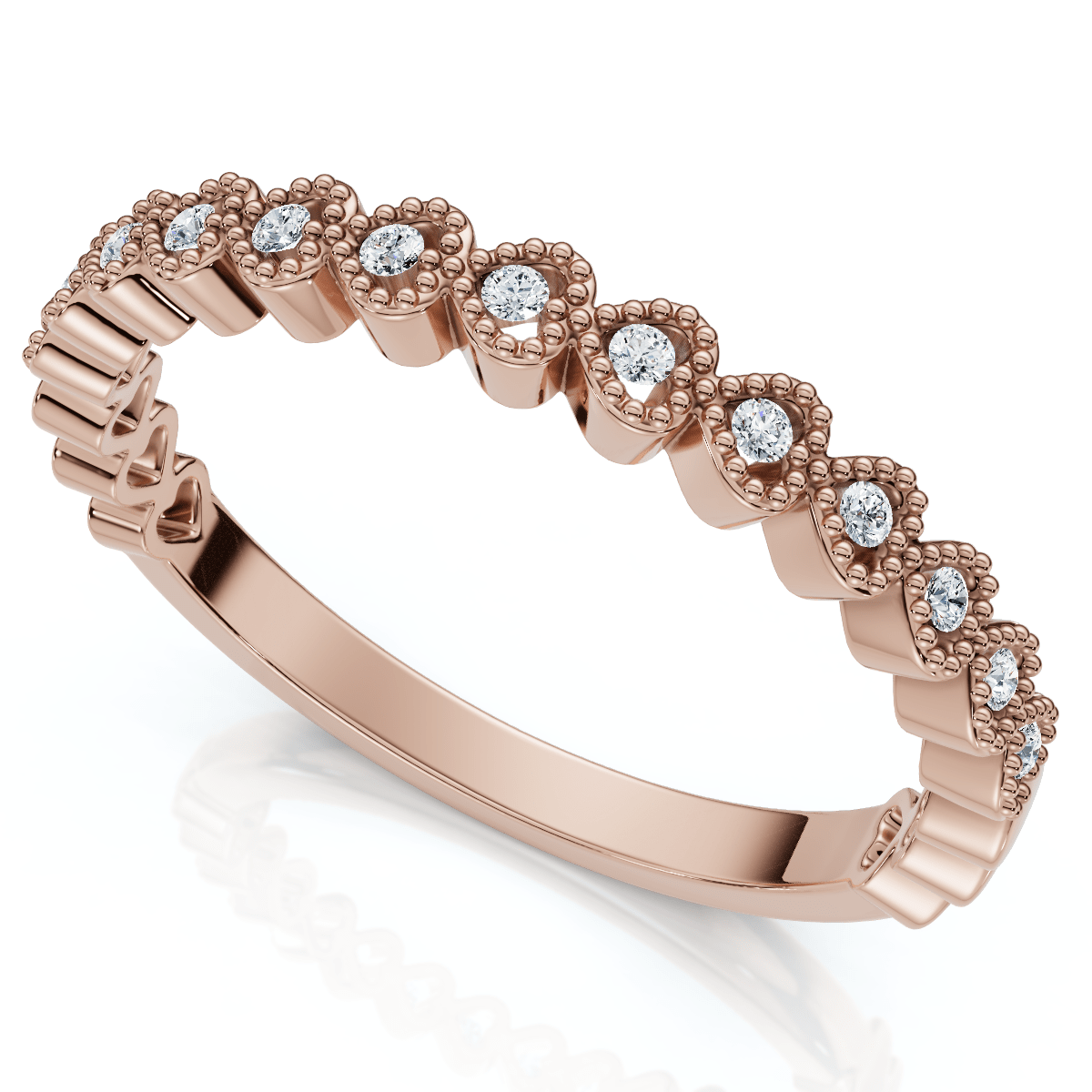 Stackable Women's Wedding Diamond Anniversary Heart Band 14k Gold Lab Grown