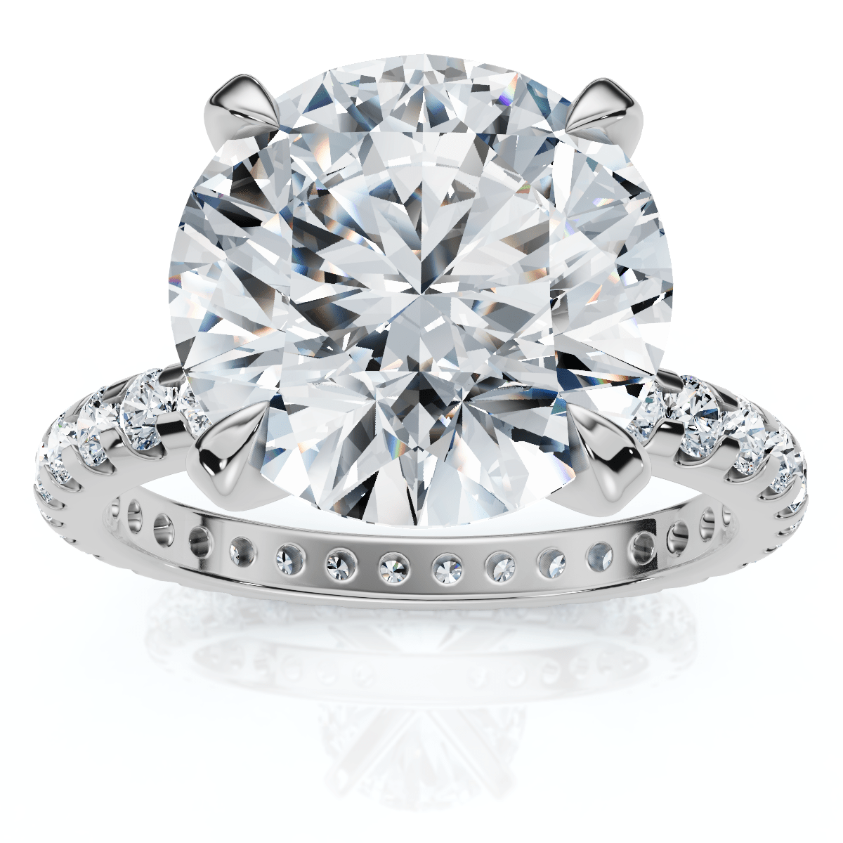 Certified 3 1/2Ct Eternity Diamond Engagement Ring 14k Gold/Platinum Lab Grown