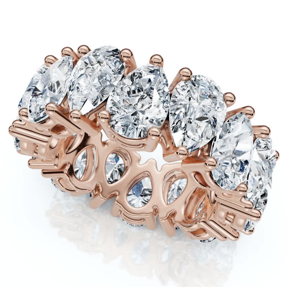 5.10Ct Pear Shape Diamond Eternity Womens Ring 14k Gold Lab Grown Stackable Band
