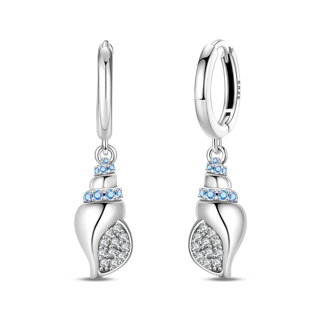 Sparkling Seashell Hoop Earrings