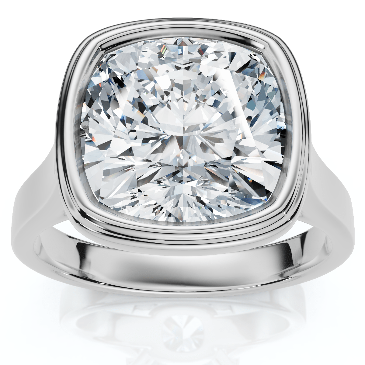 Ceritifed 4Ct Eloise Cushion Cut Bezel Set Diamond Engagement Ring 14k Gold Lab