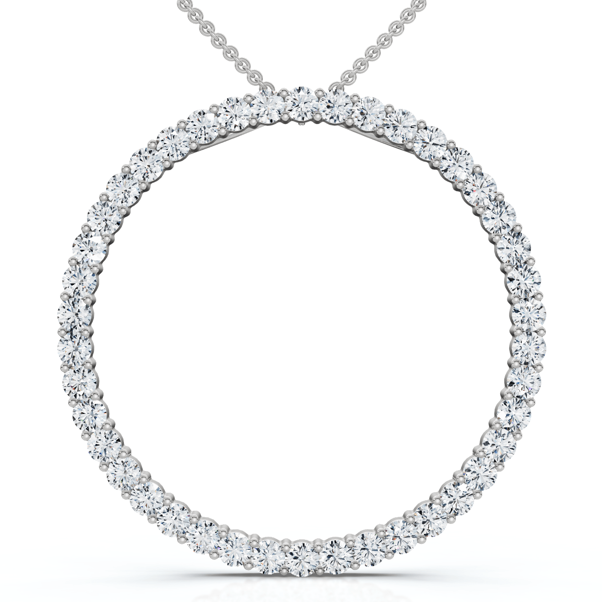1Ct TW Circle Diamond Pendant 18" Necklace Lab Grown 1" Tall