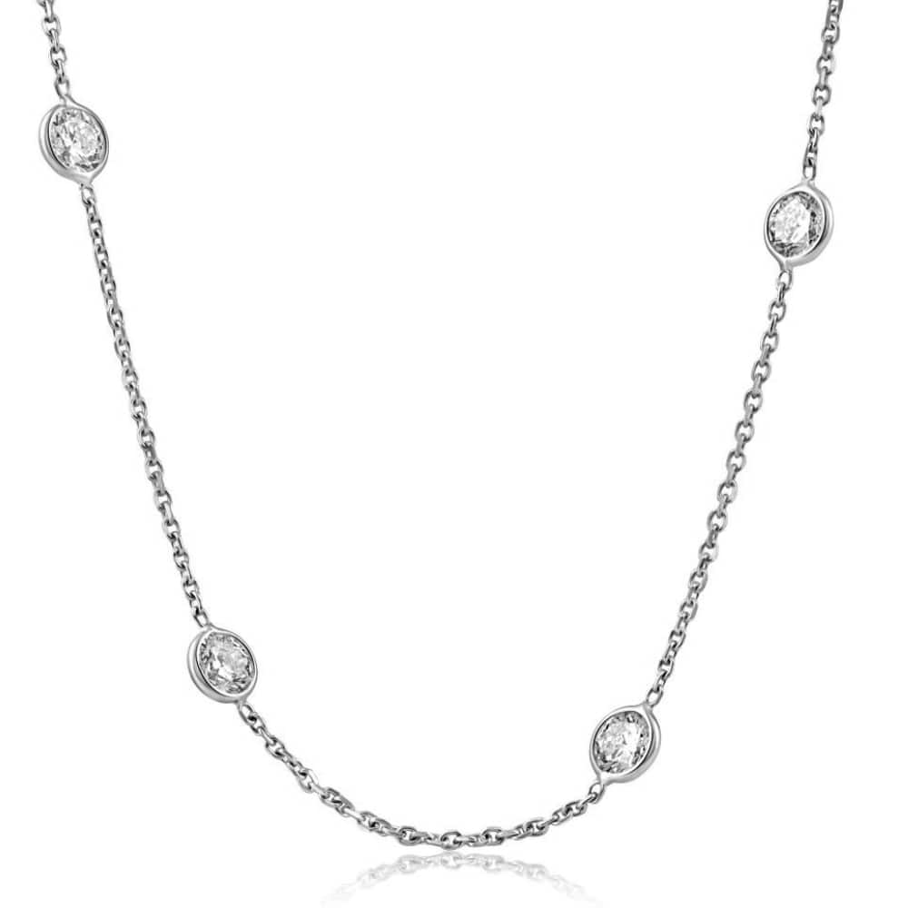 4Ct Diamonds By The Yard Necklace 14K White Gold Lab Grown Station Pendant